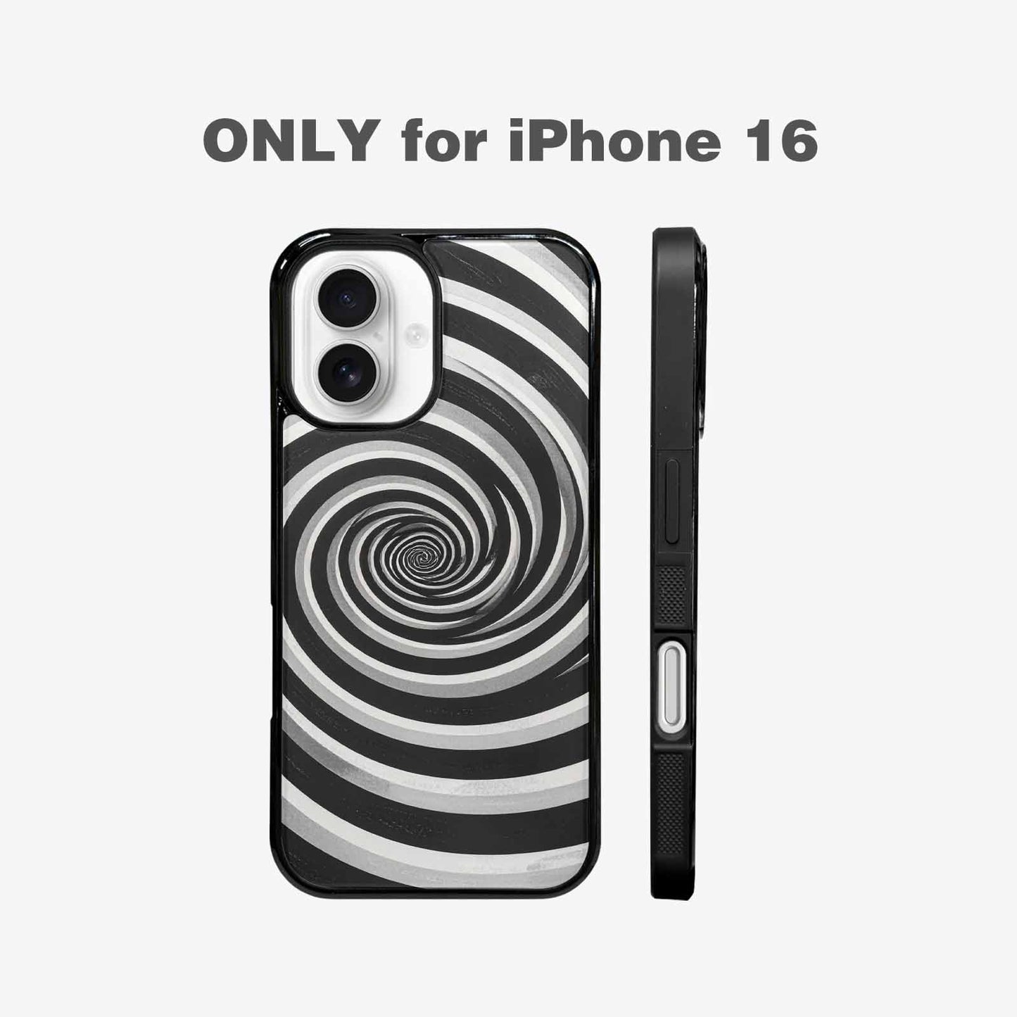 iPhone 16 Case — Hypnotic Spiral Optical Illusion Motif High, Custom Made Phone Cover