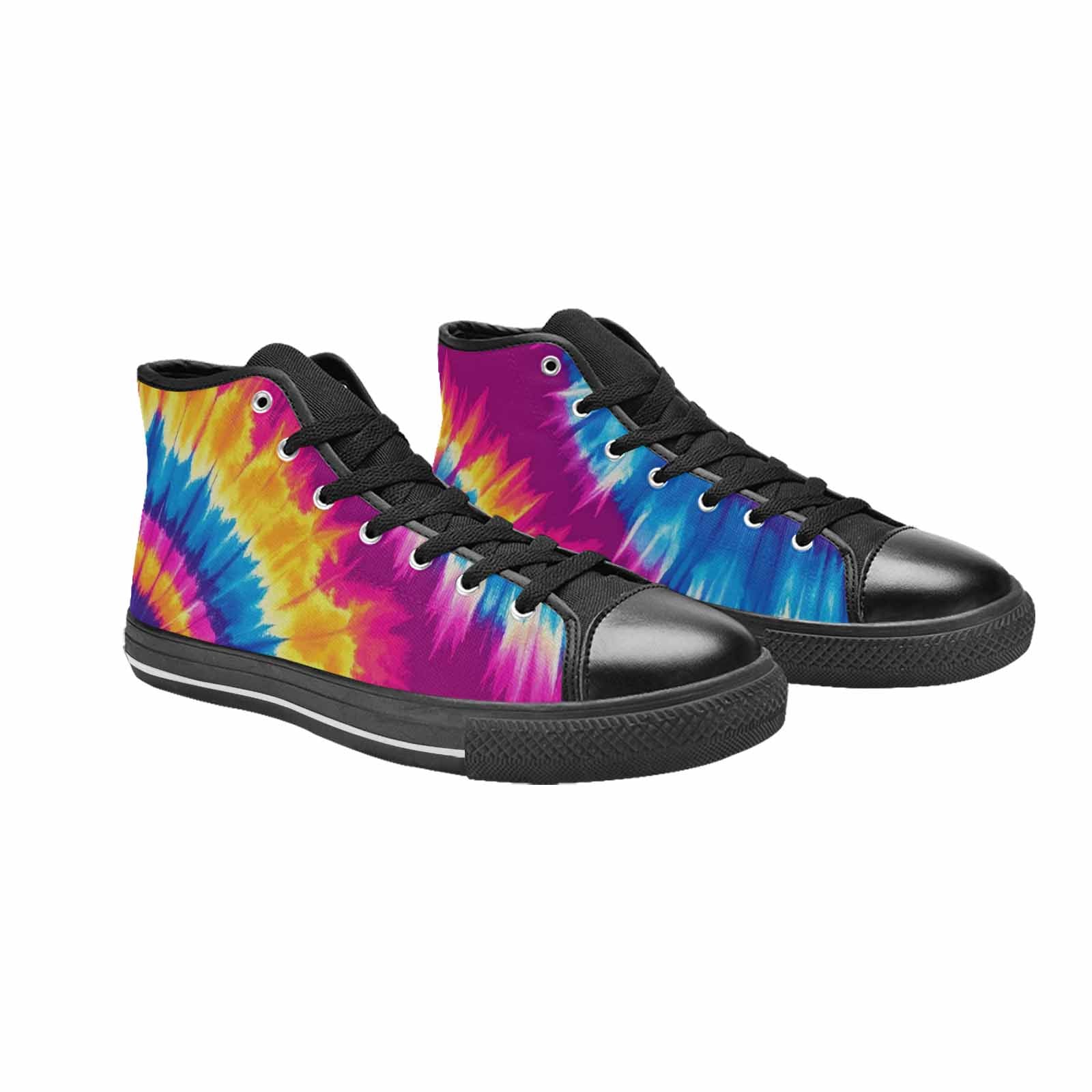 WOMEN'S Tie Dye Spiral High Top Canvas Wallpaper Art Custom Sneakers
