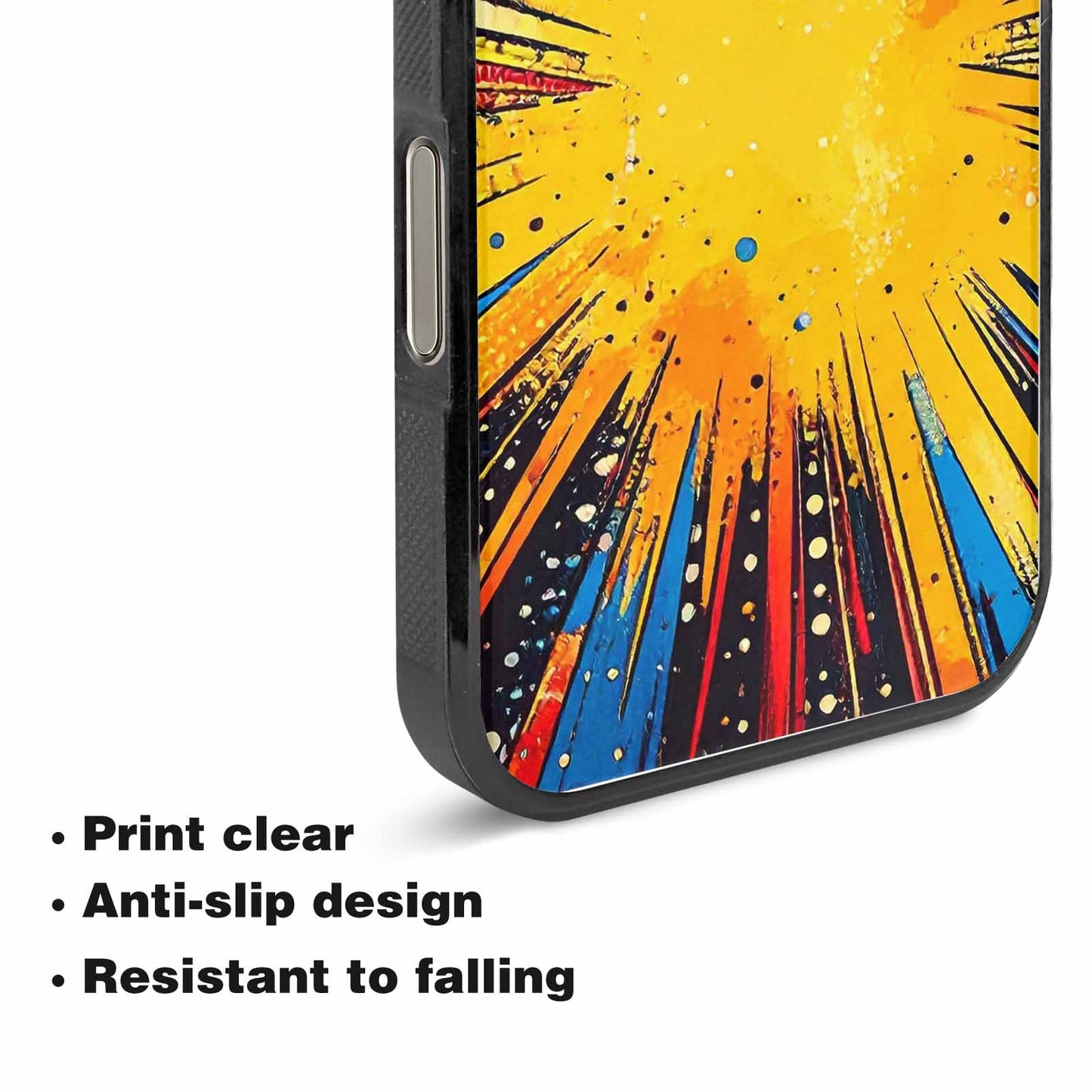 iPhone 15 Pro Max Case — Comic Halftone Comic Bursts Pattern Hundreds, Unique Phone Case Design