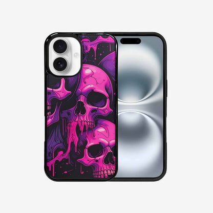 iPhone 16 Case — Pink Purple Skeletons Neon Drip Melting, Unique Phone Case Design