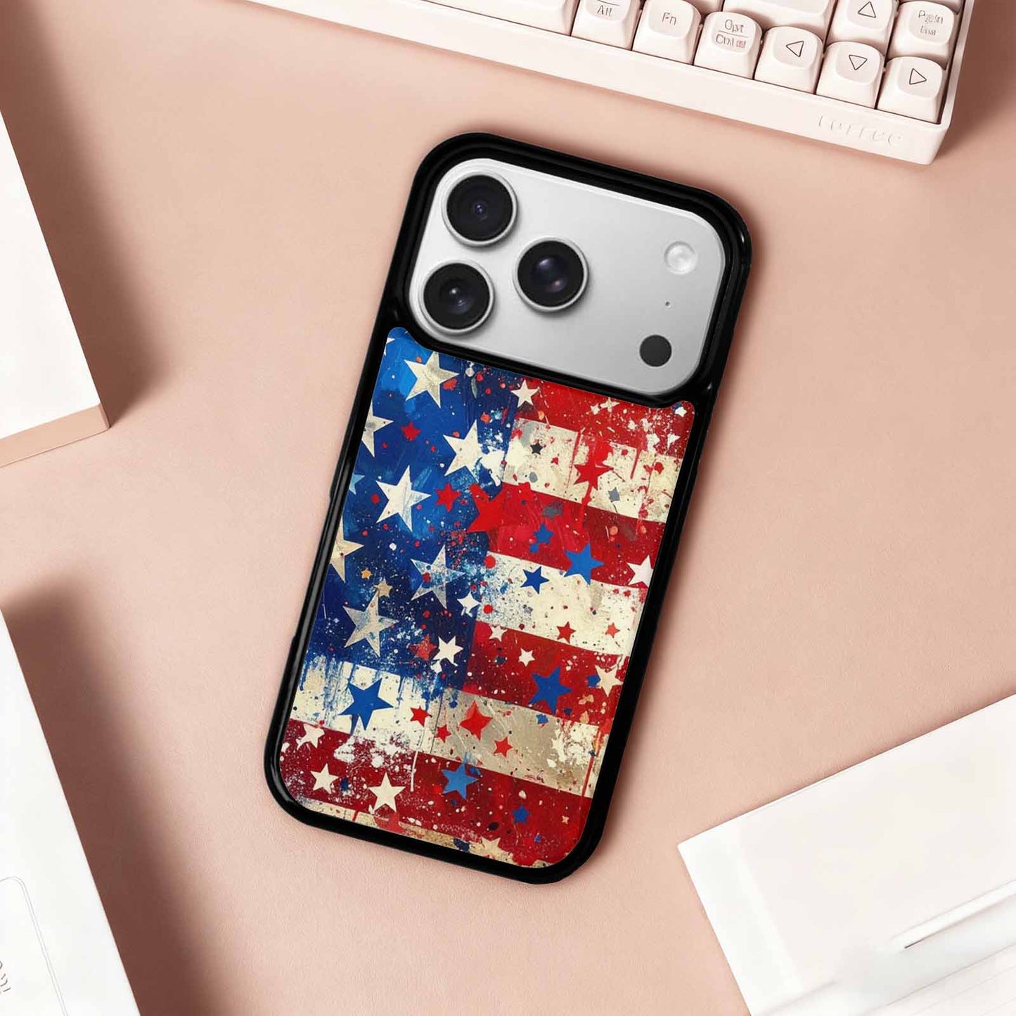 iPhone 17 Pro Case — Patriotic Stars And Stripes American Galaxy, Customized Protective Case