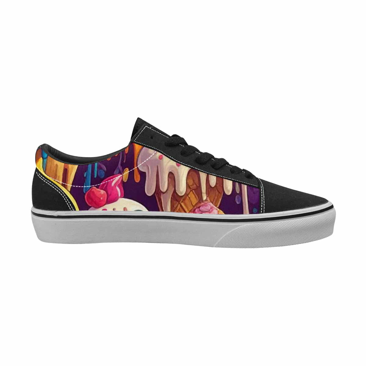 WOMEN'S Melting Ice Cream Monster Lace-Up Canvas Wallpaper Art Custom Sneakers
