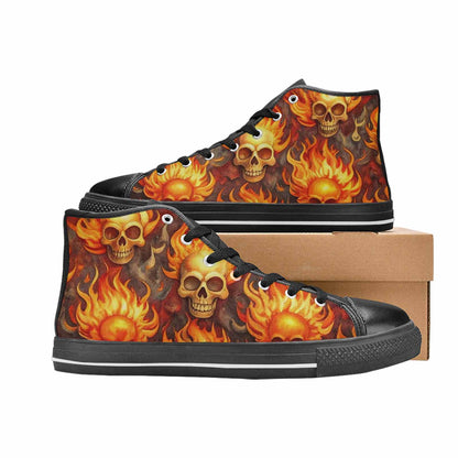 MEN'S Skulls - Flaming High Top Canvas Y2K Custom Sneakers