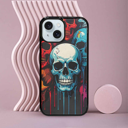 iPhone 15 Case — Dripping Skulls Collage Custom, Custom Made Phone Cover
