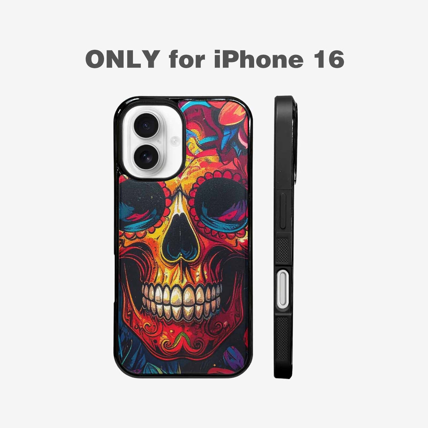 iPhone 16 Case — Graffiti Skull Art Seamless Pattern Vibrant, Custom Designed Case Cover