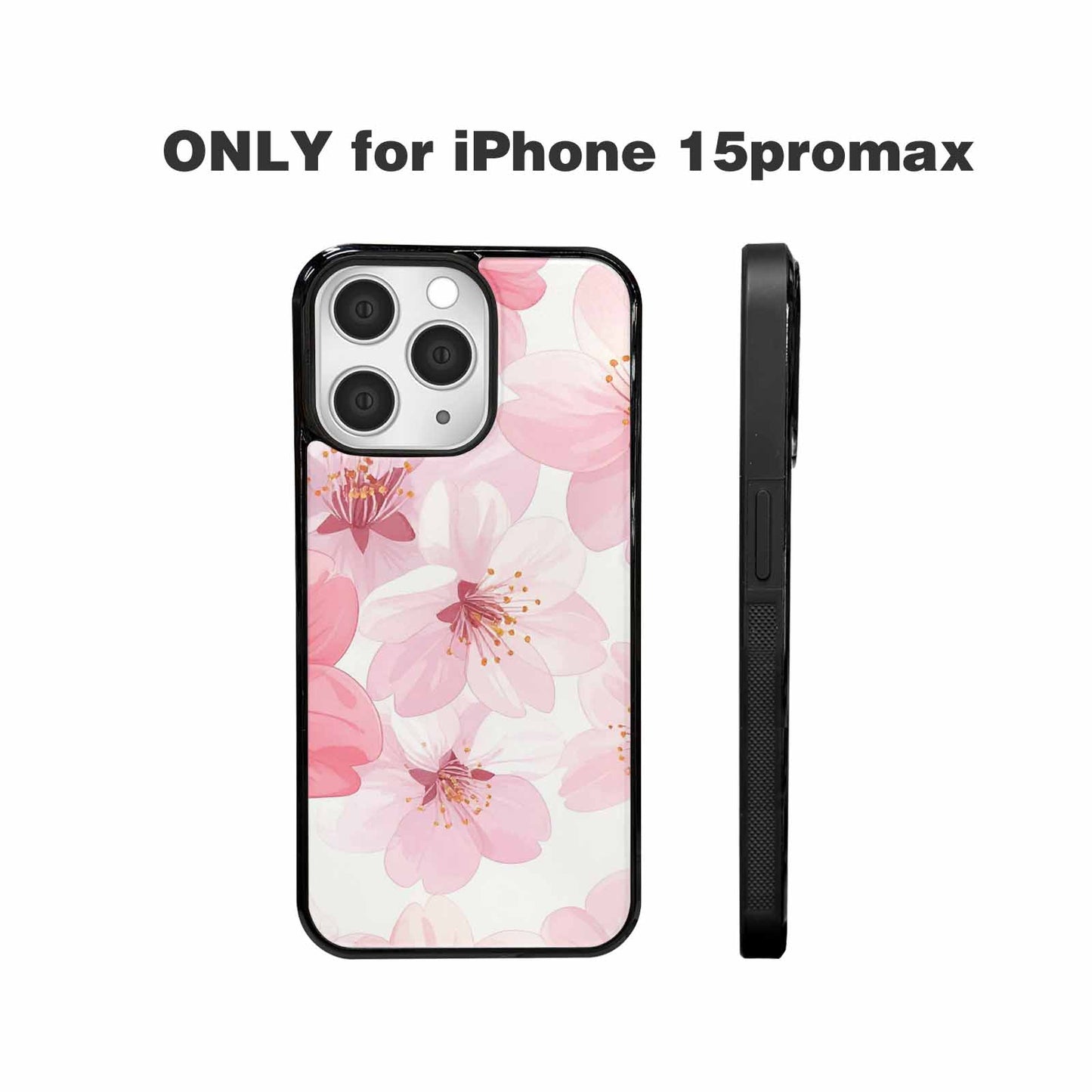 iPhone 15 Pro Max Case — Japanese Cherry Blossom Pattern Sakura Flowers, Custom Art Phone Cover