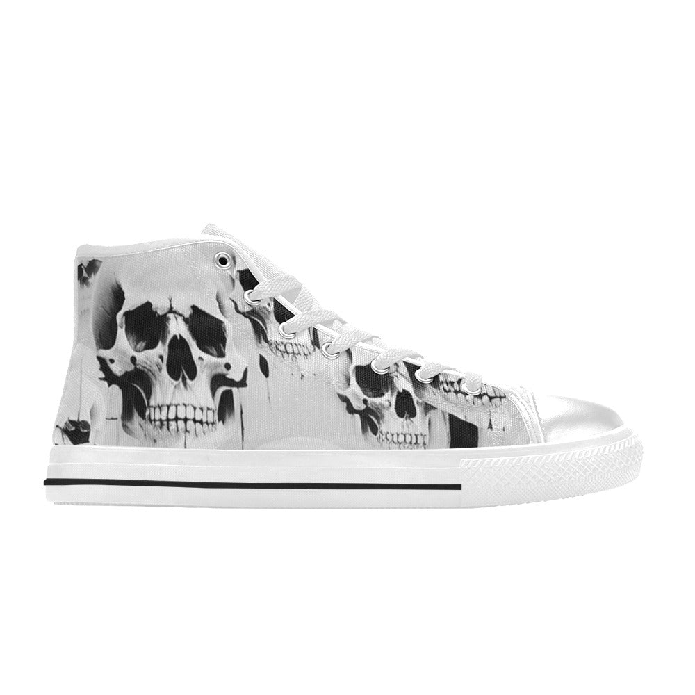 MEN'S Cc Grey Skull Art High Top Canvas Dreamcore Custom Sneakers