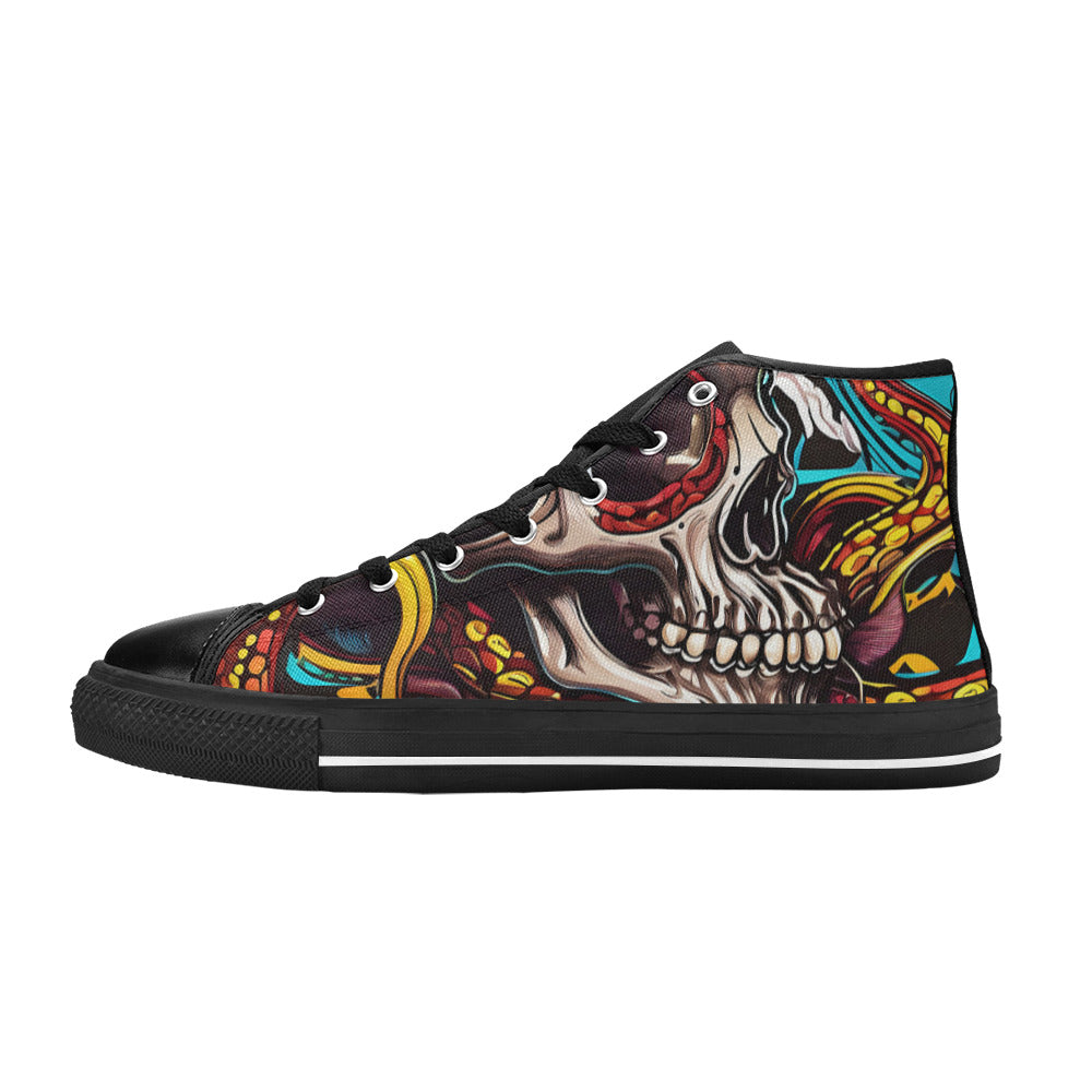 MEN'S Tentacles Skull 2 Men’S High Top Canvas Vivid Shoes