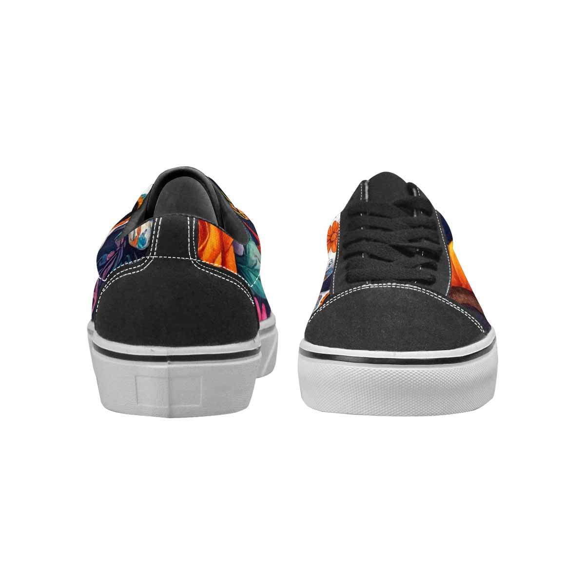 WOMEN'S Sunflower Skulls Print Canvas Lace-Up Dark Academia Custom Sneakers