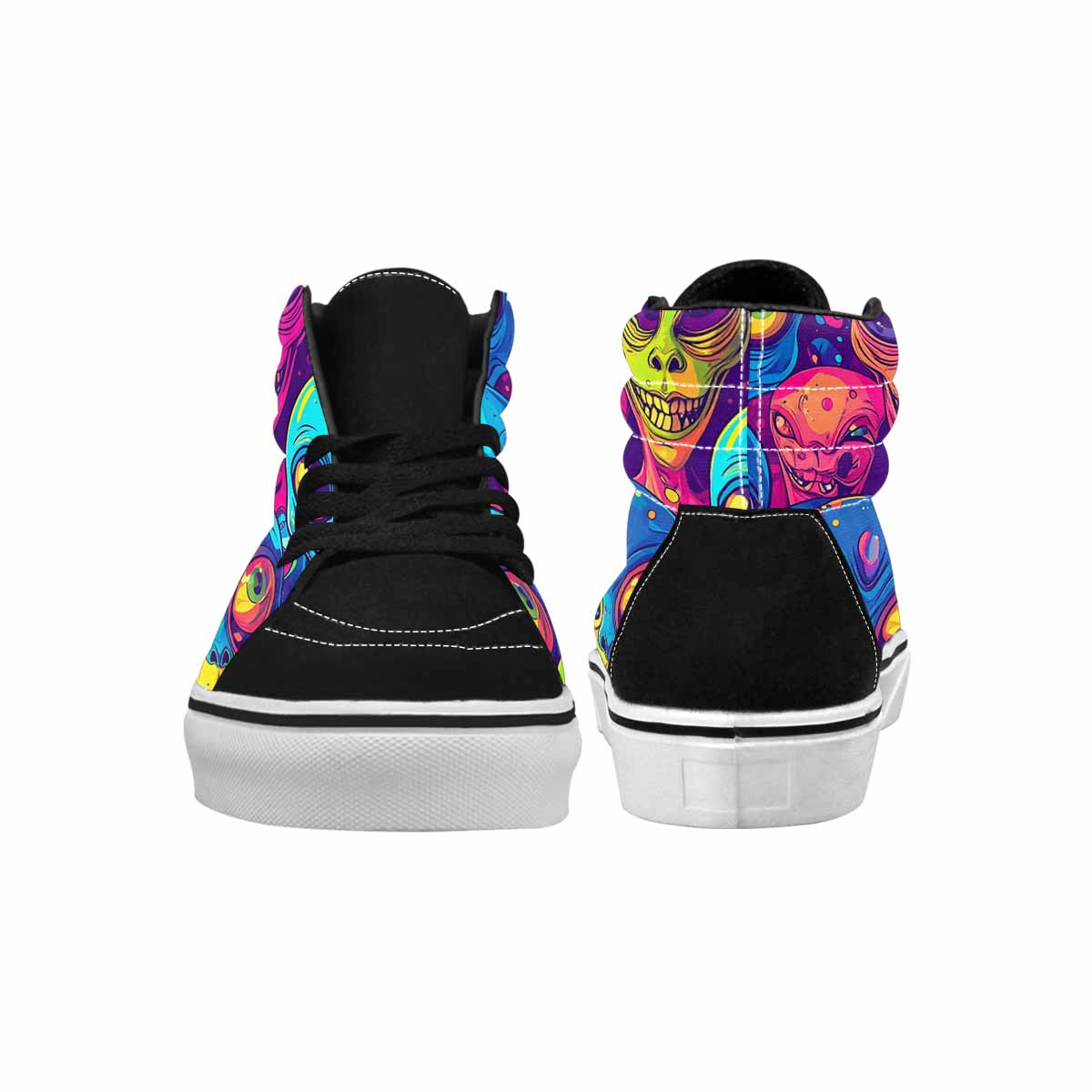 WOMEN'S Alien Ufo Cartoon High Top Canvas Neon Fantasy Custom Shoes
