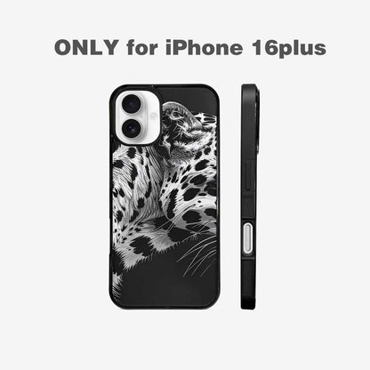 iPhone 16 Plus Case — Leopard Print Black And White Style, Customized Protective Case