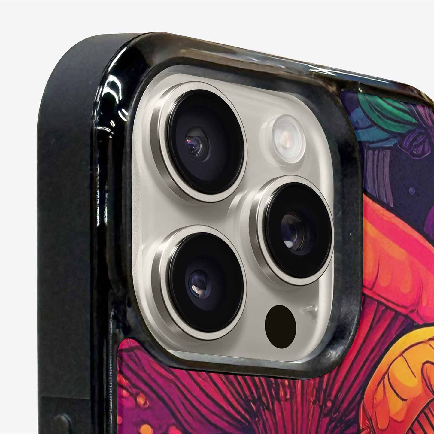 iPhone 15 Pro Max Case — Psychedelic Mushroom Cartoon Pattern, Custom Designed Case Cover
