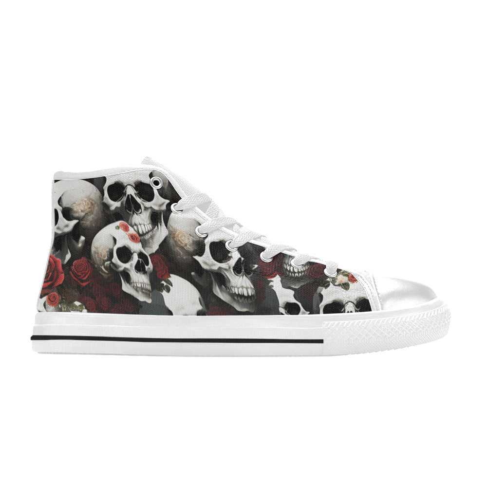WOMEN'S Rose Skulls Dark 3 High Top Canvas Surreal Sneakers