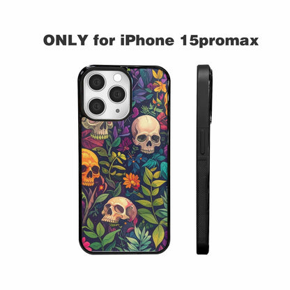 iPhone 15 Pro Max Case — Skulls Botanicalskulls Pattern, Unique Phone Case Design