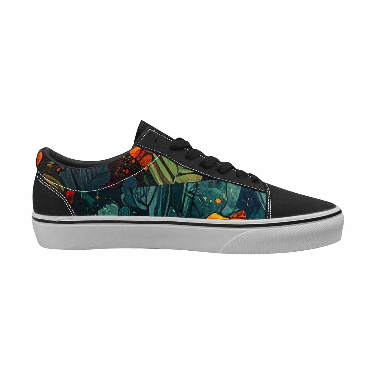 WOMEN'S Dinosaur Silhouette Canvas Lace-Up Vibrant Chaos Custom Shoes