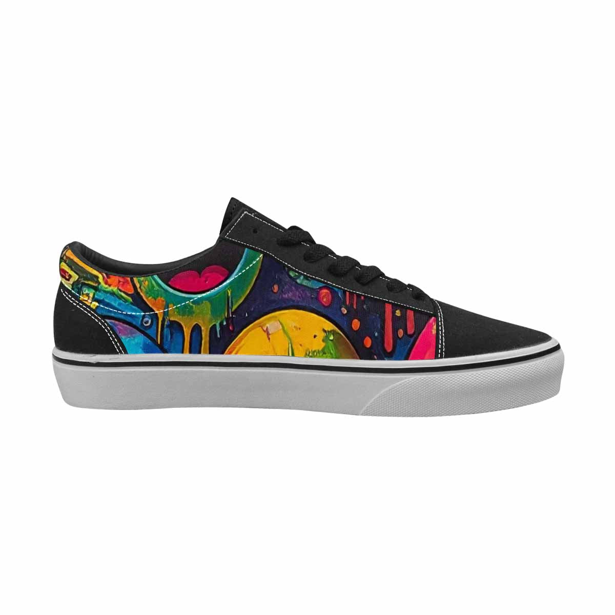 MEN'S Yellow Smiley Face Canvas Lace-Up Grunge Shoes