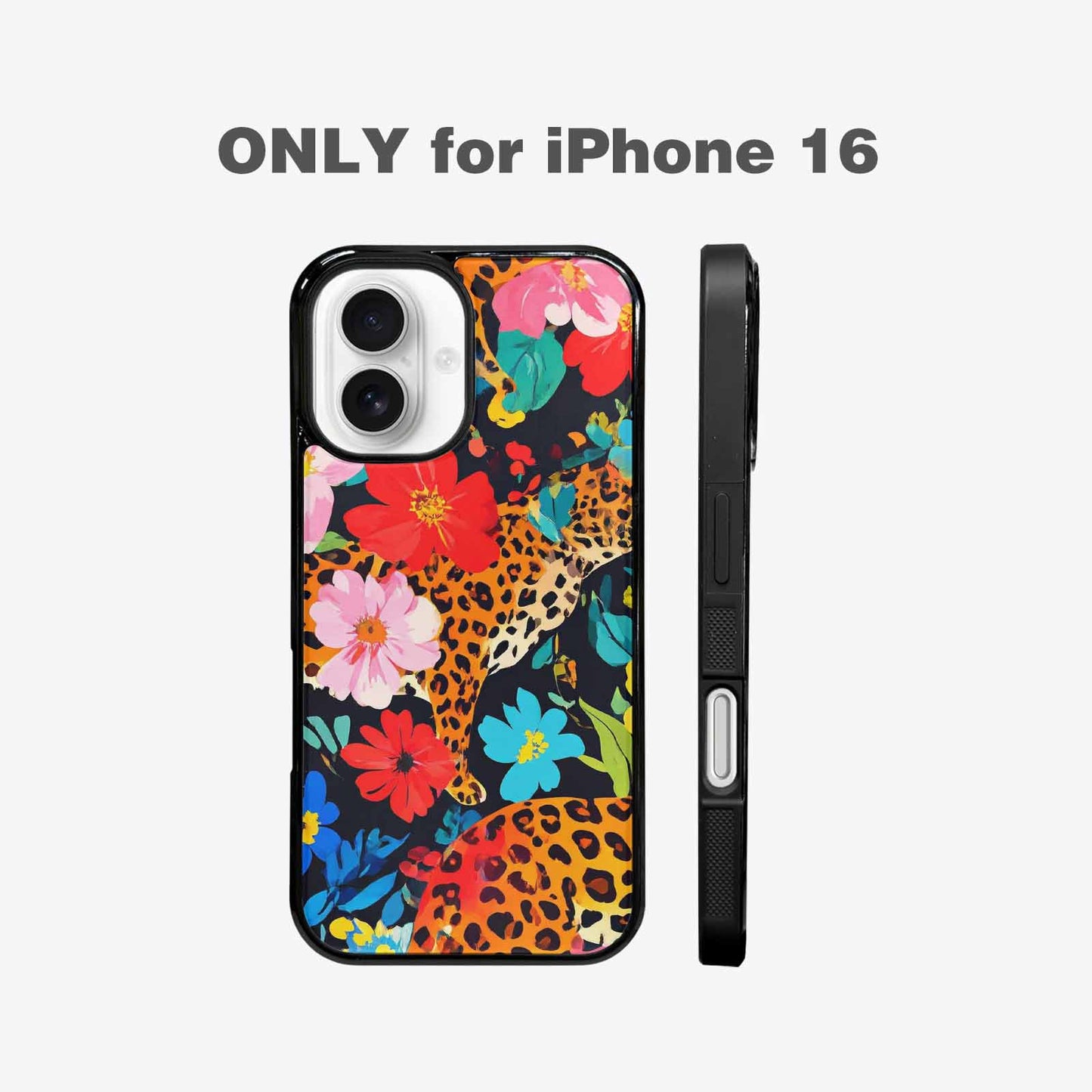 iPhone 16 Case — Leopard Print Floral, Customized Protective Case