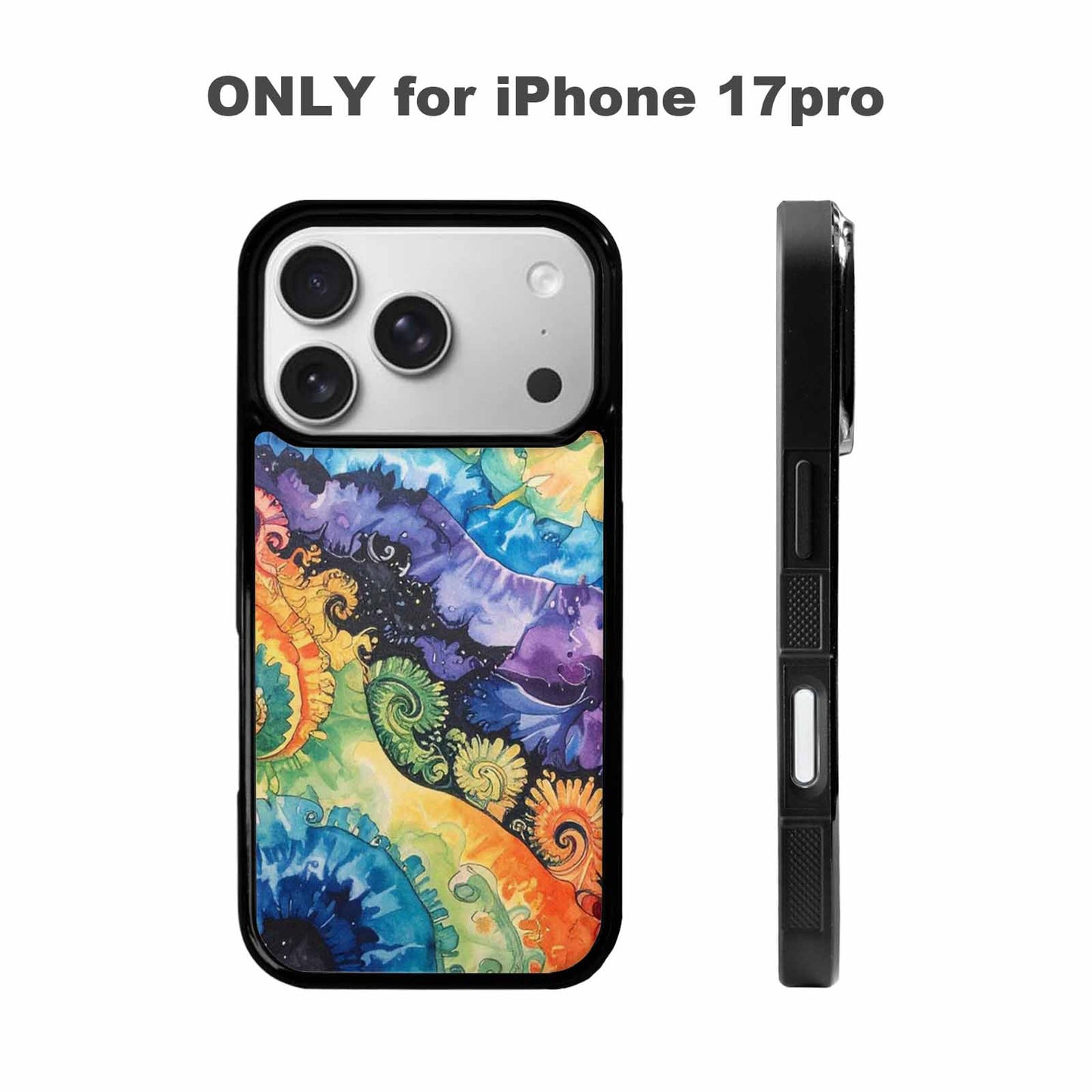 iPhone 17 Pro Case — Black Blue Ink Tie Dye Tie, Custom Phone Case