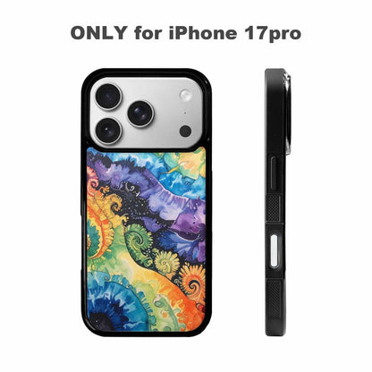 iPhone 17 Pro Case — Black Blue Ink Tie Dye Tie, Custom Phone Case