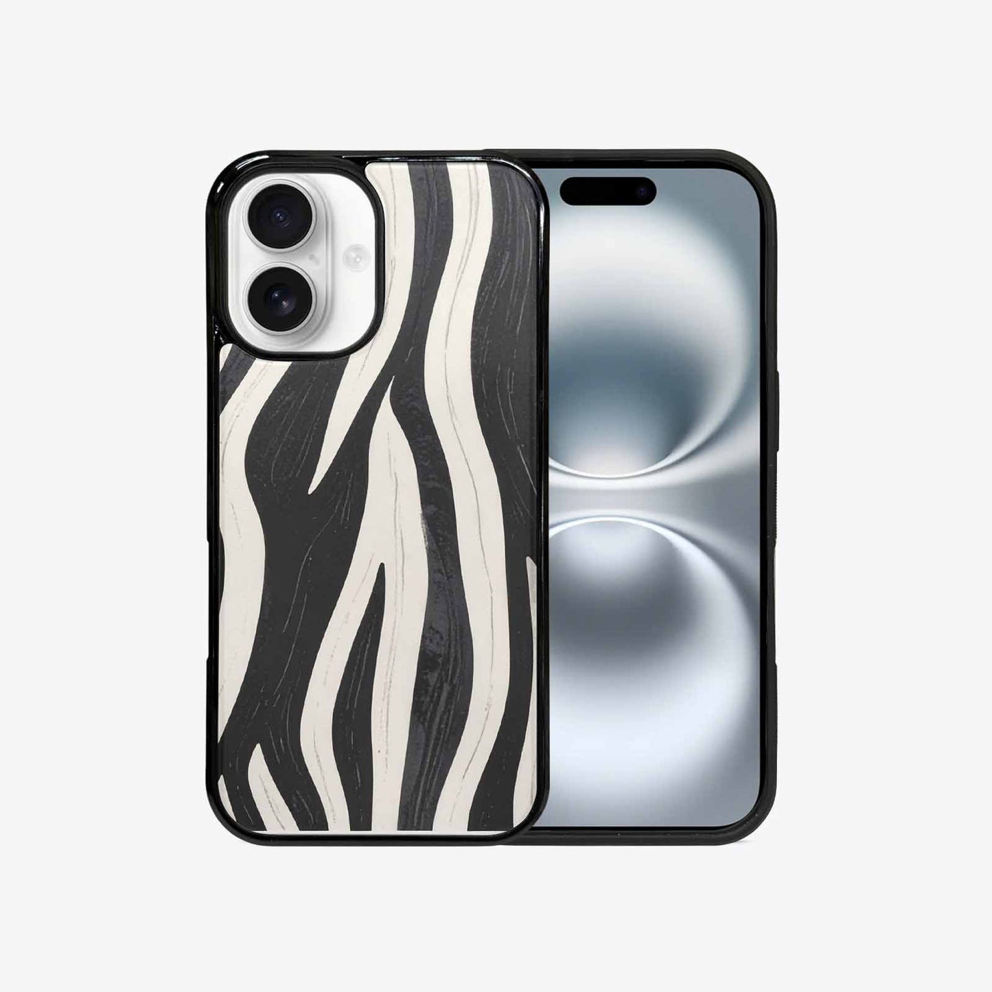 iPhone 16 Case — Modern Zebra Stripe Print Crisp Black, Custom Made Phone Cover
