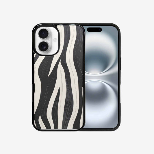 iPhone 16 Case — Modern Zebra Stripe Print Crisp Black, Custom Made Phone Cover