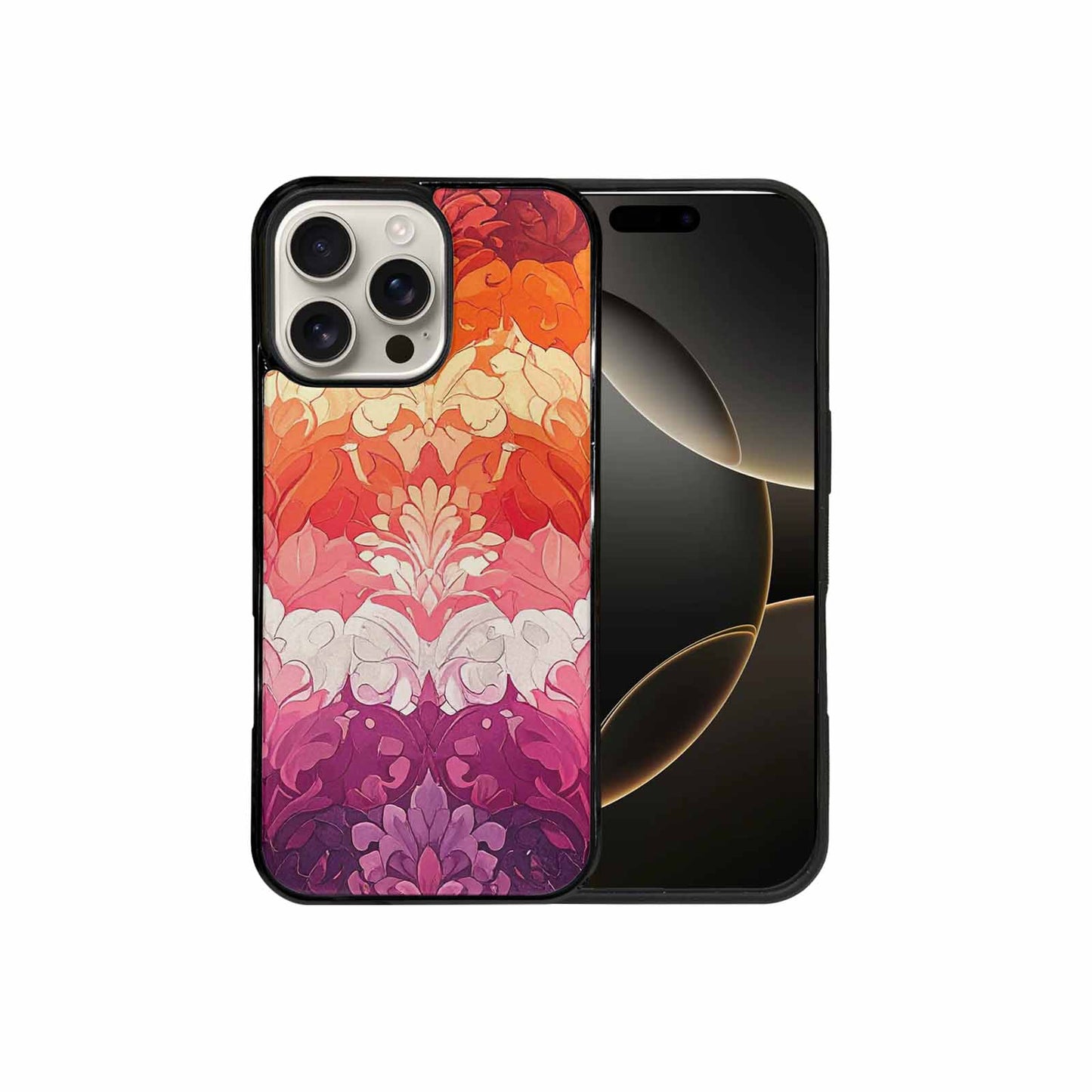 iPhone 16 Pro Max Case — Lesbian Flag Color Theme Small Rainbow, Custom Made Phone Cover