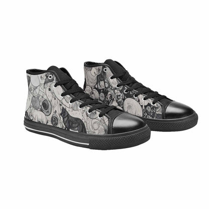 MEN'S Wolves Everywhere Collage High Top Canvas Wallpaper Art Sneakers
