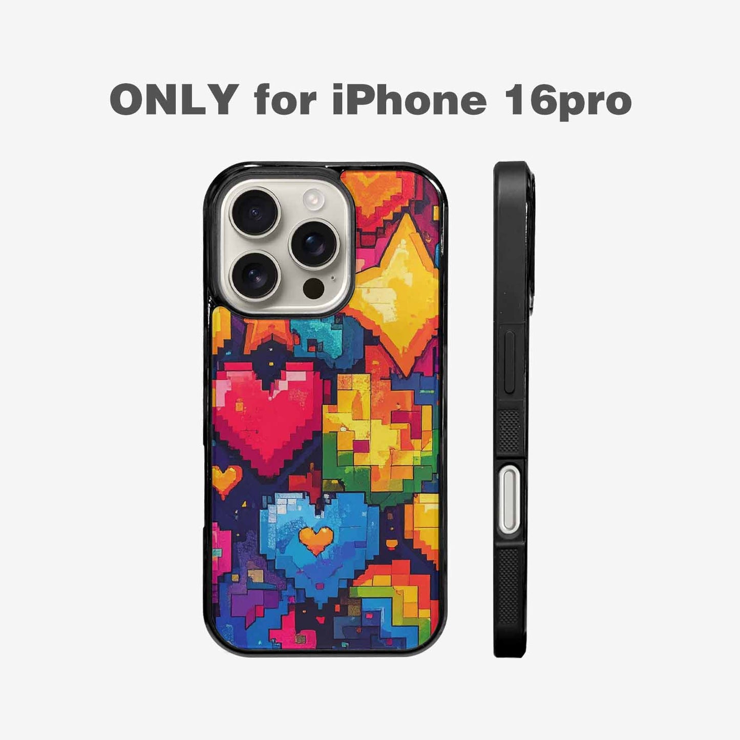 iPhone 16 Pro Case — Pixel Art 8 Bit Burst Pattern, Custom Print Case Cover