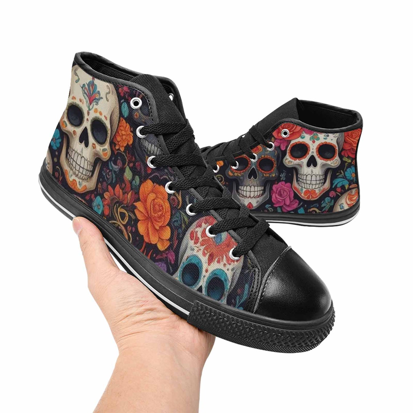 MEN'S Skull High Top Canvas Vibrant Chaos Sneakers