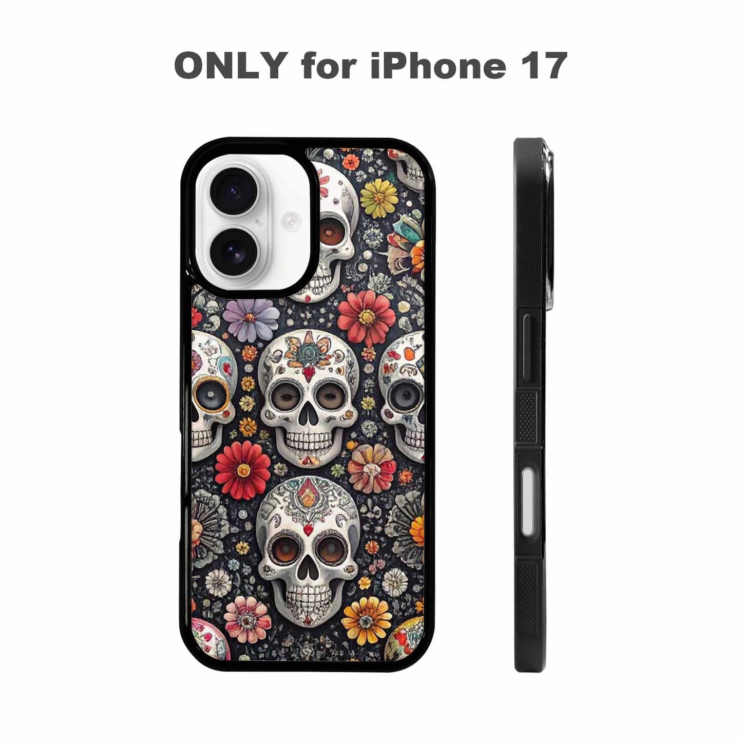 iPhone 17 Case — Greyscale Black And White Gothic Skulls, Unique Phone Case Design