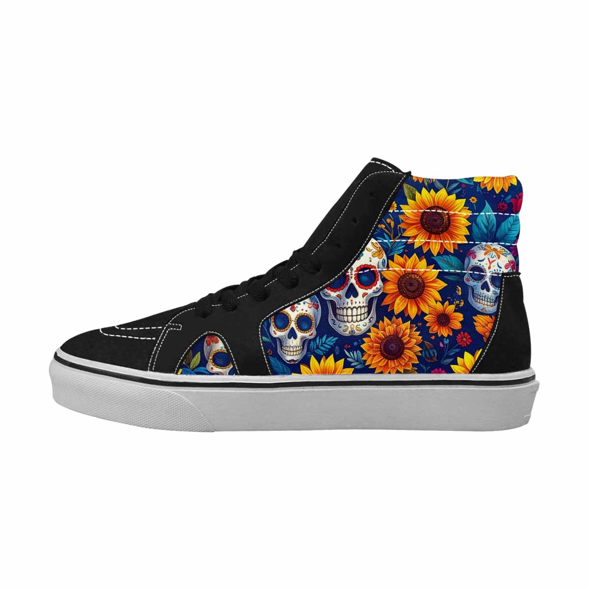 WOMEN'S Sunflower Skulls Print High Top Canvas Y2K Custom Sneakers
