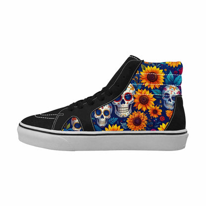 WOMEN'S Sunflower Skulls Print High Top Canvas Y2K Custom Sneakers