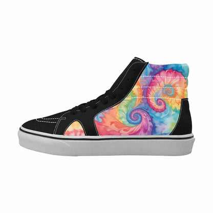 MEN'S Tie Dye Swirls Tie High Top Canvas Vibrant Chaos Custom Sneakers