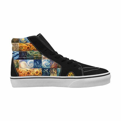 WOMEN'S Van Gogh-Style Swirl High Top Canvas Cottagecore Sneakers