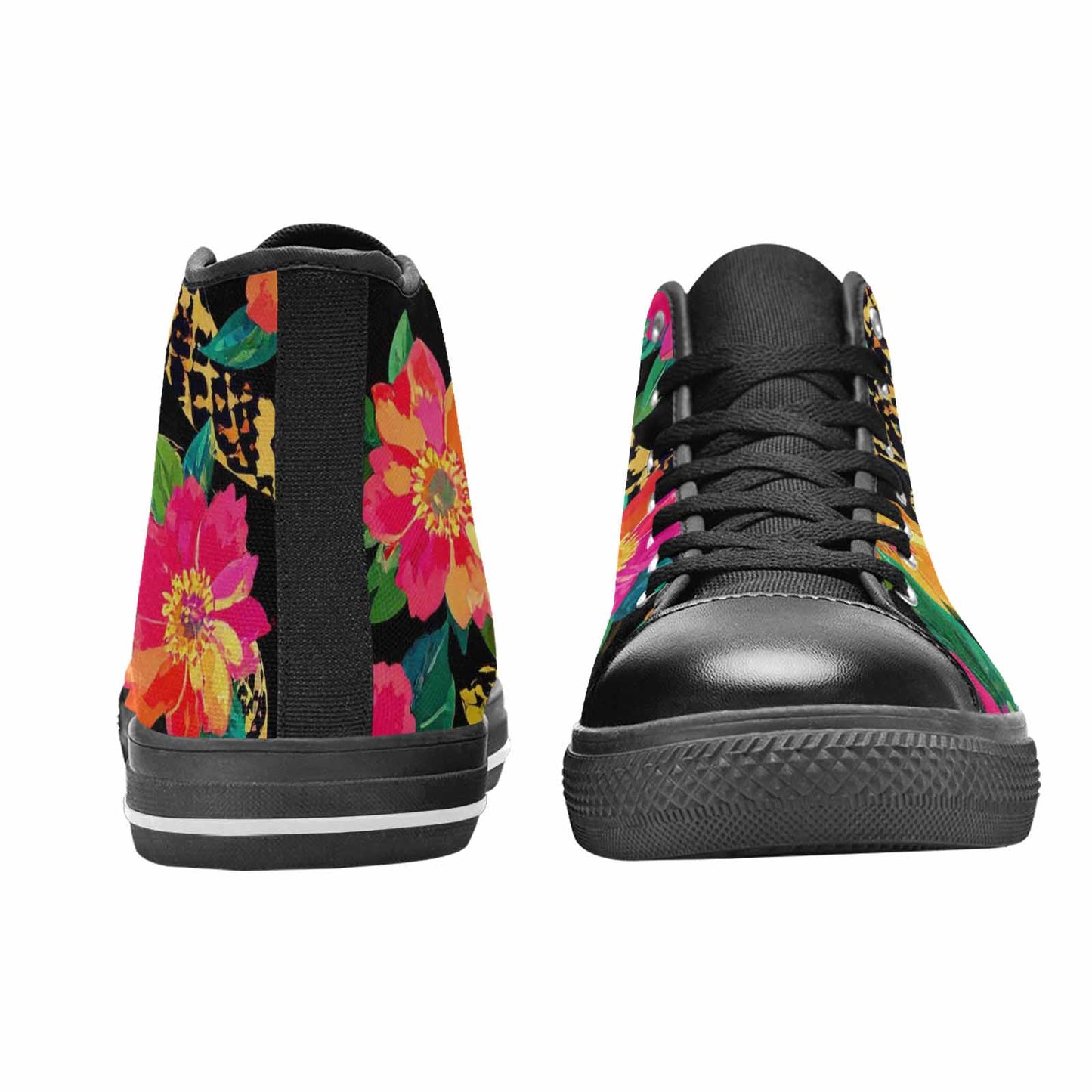 WOMEN'S Floral Snake Print High Top Canvas Dreamcore Shoes