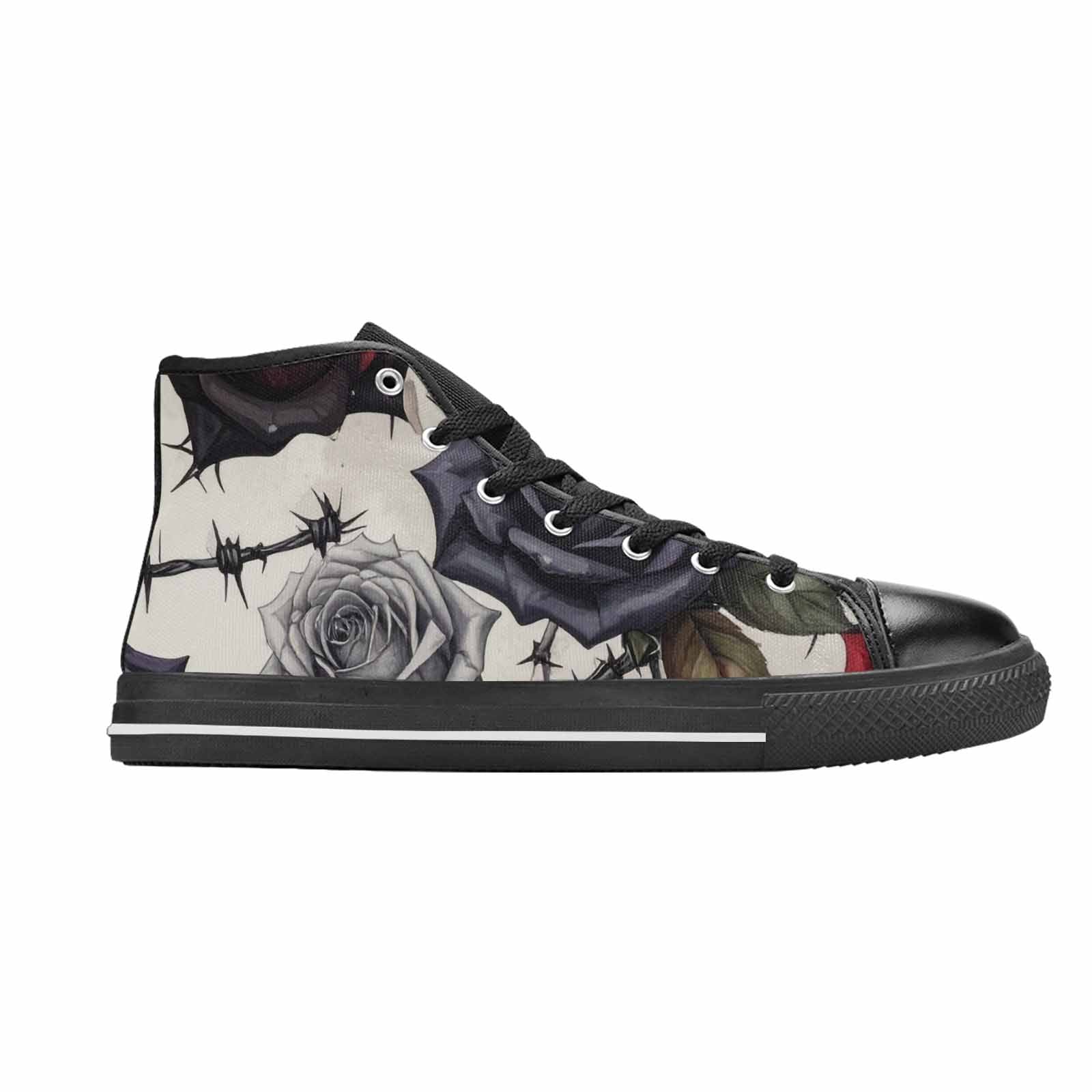 MEN'S Black Gothic Rose High Top Canvas Aesthetic Custom Sneakers