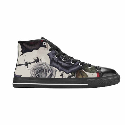 MEN'S Black Gothic Rose High Top Canvas Aesthetic Custom Sneakers