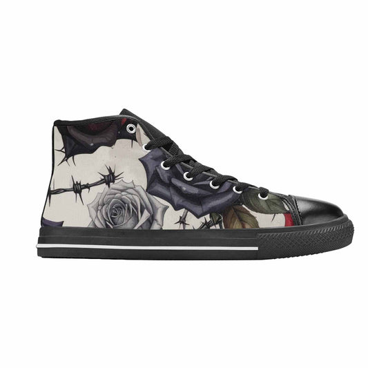 MEN'S Black Gothic Rose High Top Canvas Aesthetic Custom Sneakers