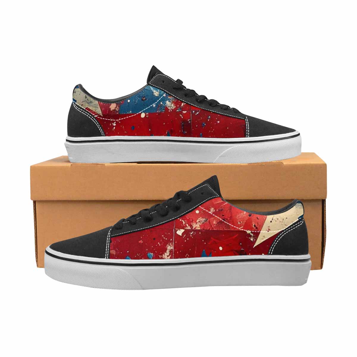 WOMEN'S Patriotic Stars Stripes Lace-Up Canvas Dark Academia Sneakers