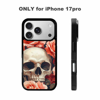 iPhone 17 Pro Case — Skulls Roses Soft Airbrush Gothic Skulls, Unique Phone Case Design