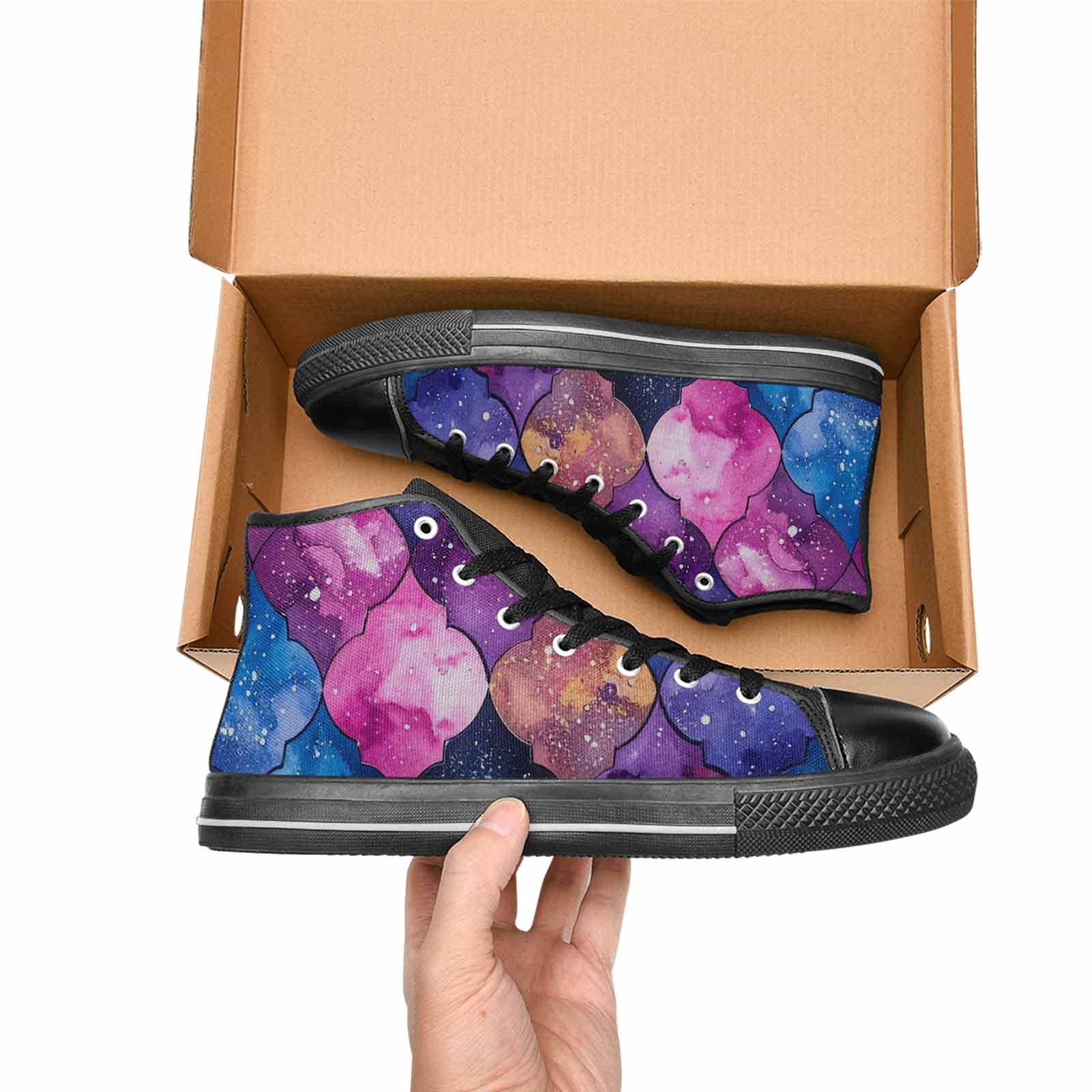 WOMEN'S Galaxy Stars Nebula High Top Canvas Y2K Sneakers