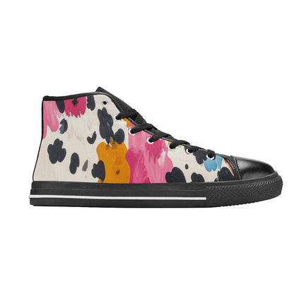 MEN'S Cow Animal Print High Top Canvas Vivid Sneakers