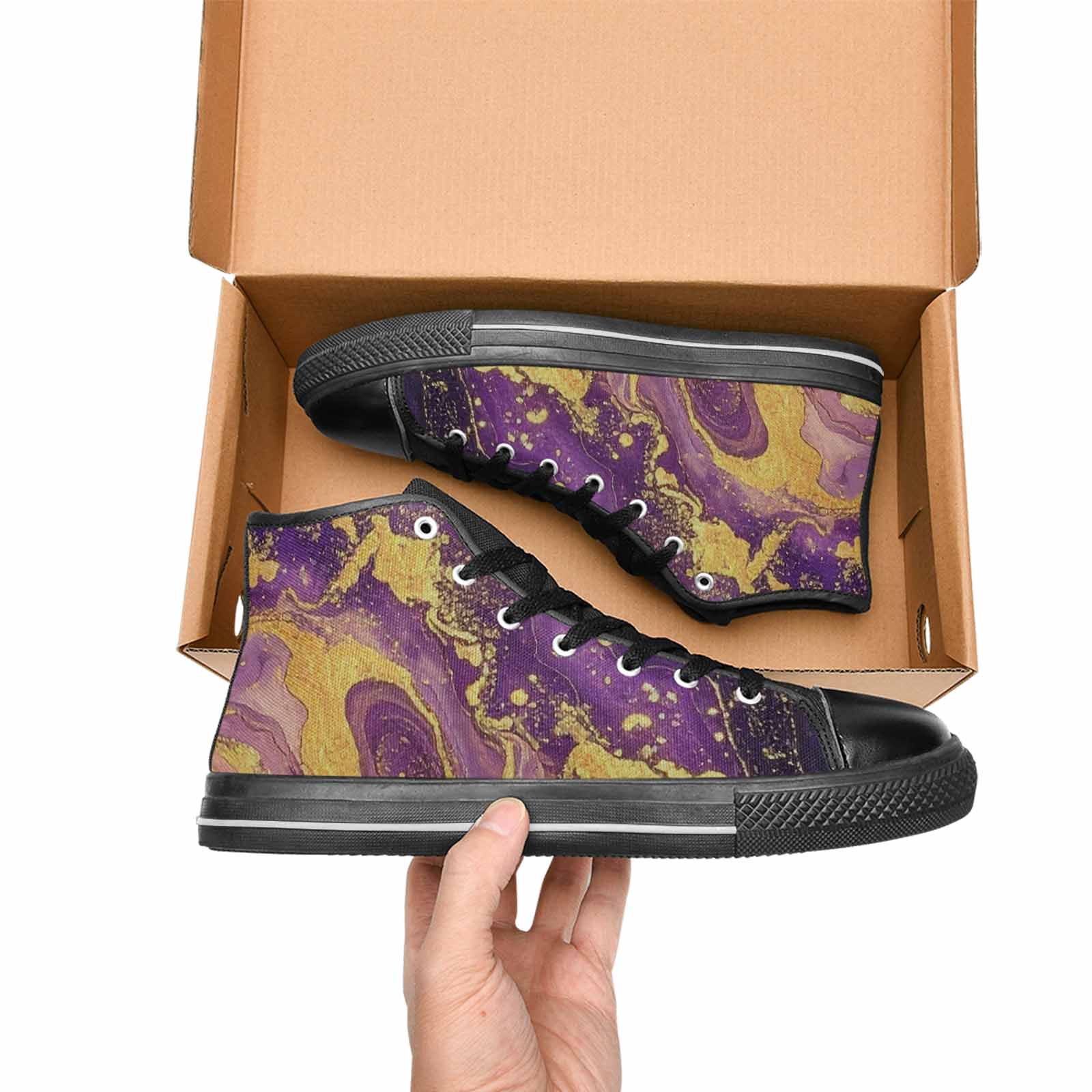 MEN'S Starry Night Nebula Brushstroke High Top Canvas Y2K Custom Shoes