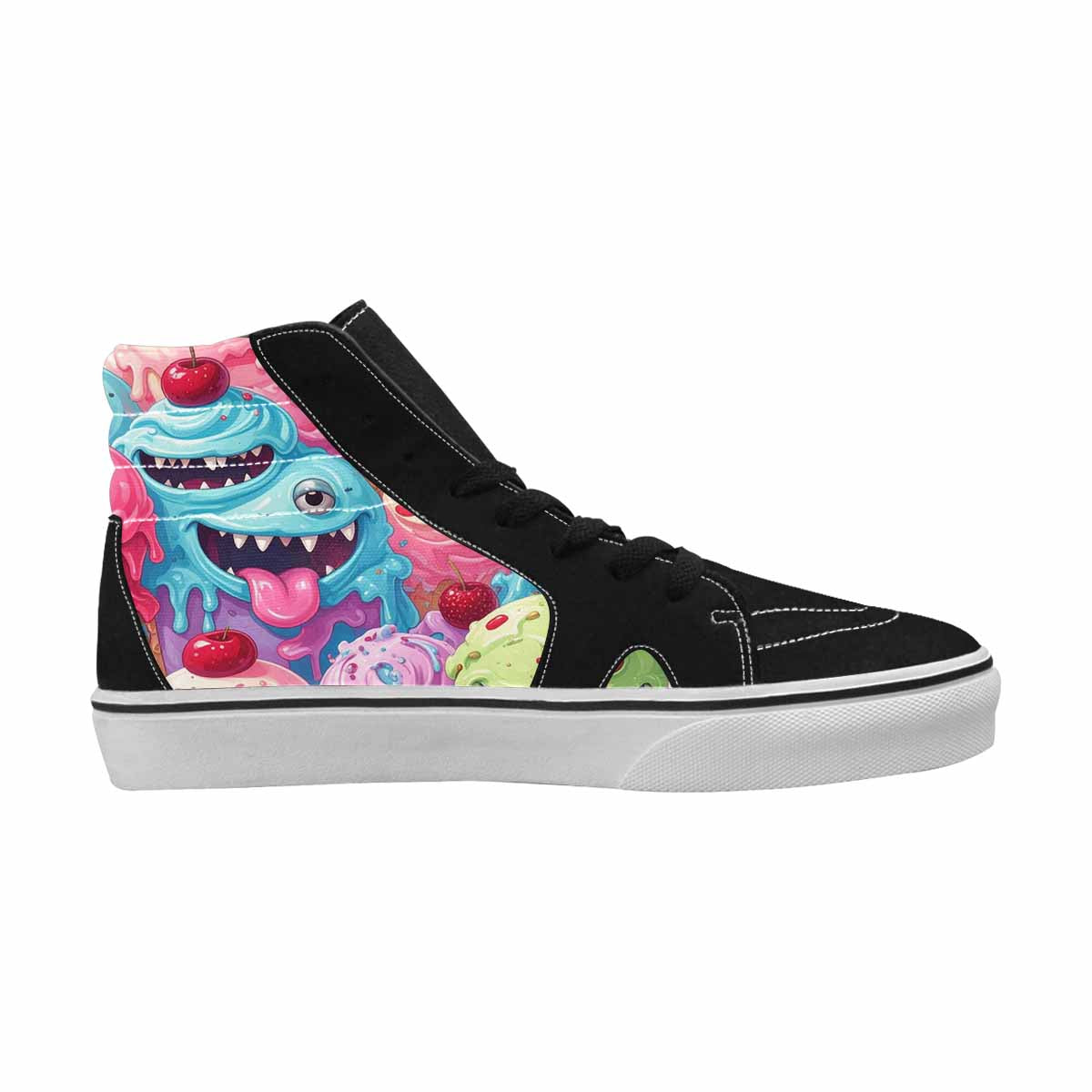 MEN'S Melting Icecream Monster Cherry High Top Canvas Vibrant Chaos Custom Shoes