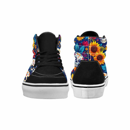 WOMEN'S Sunflower Skulls Print High Top Canvas Y2K Custom Sneakers