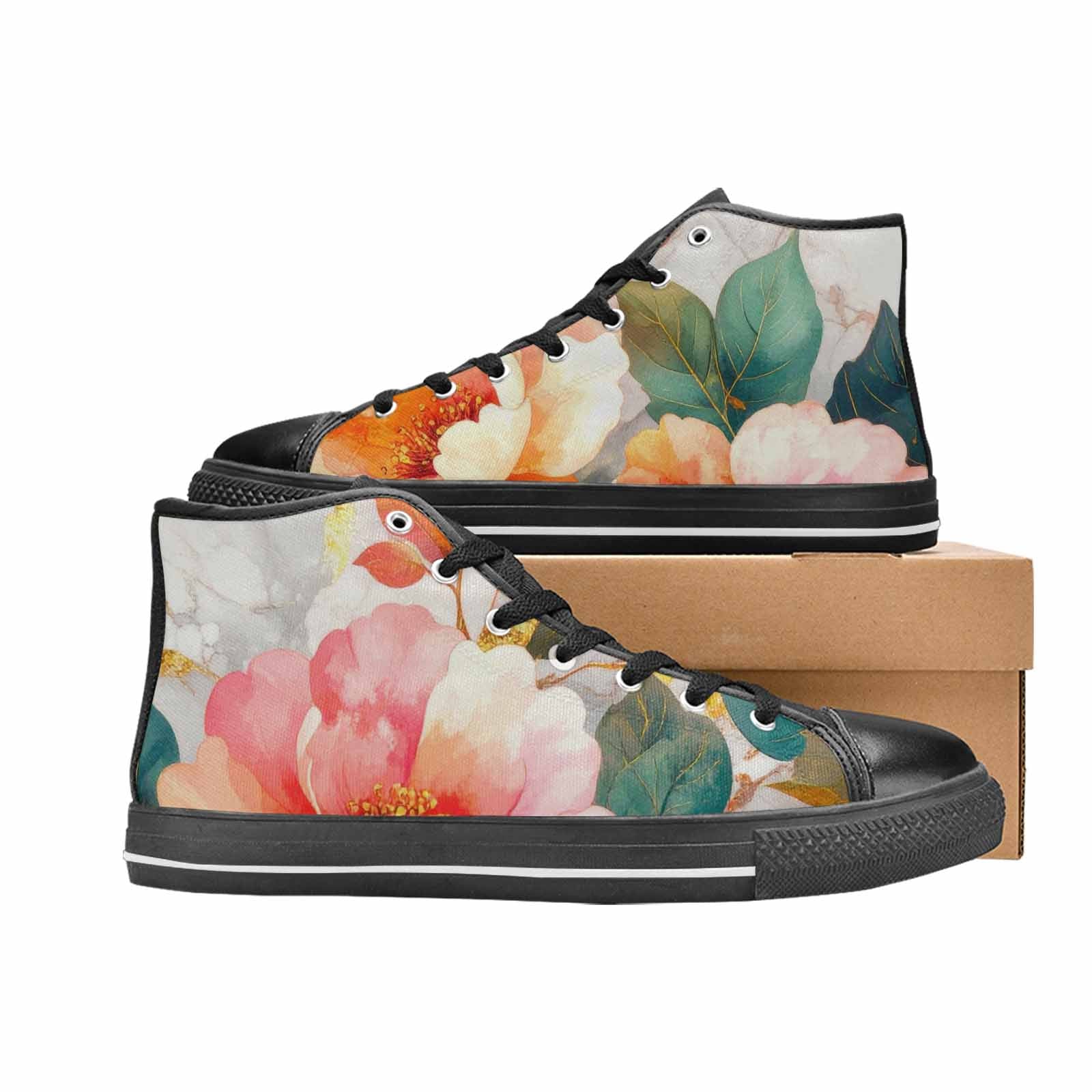 MEN'S Marble Floral High Top Canvas Y2K Custom Sneakers