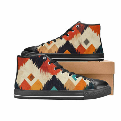 MEN'S Southwestern Geometric Diamond High Top Canvas Neon Fantasy Shoes