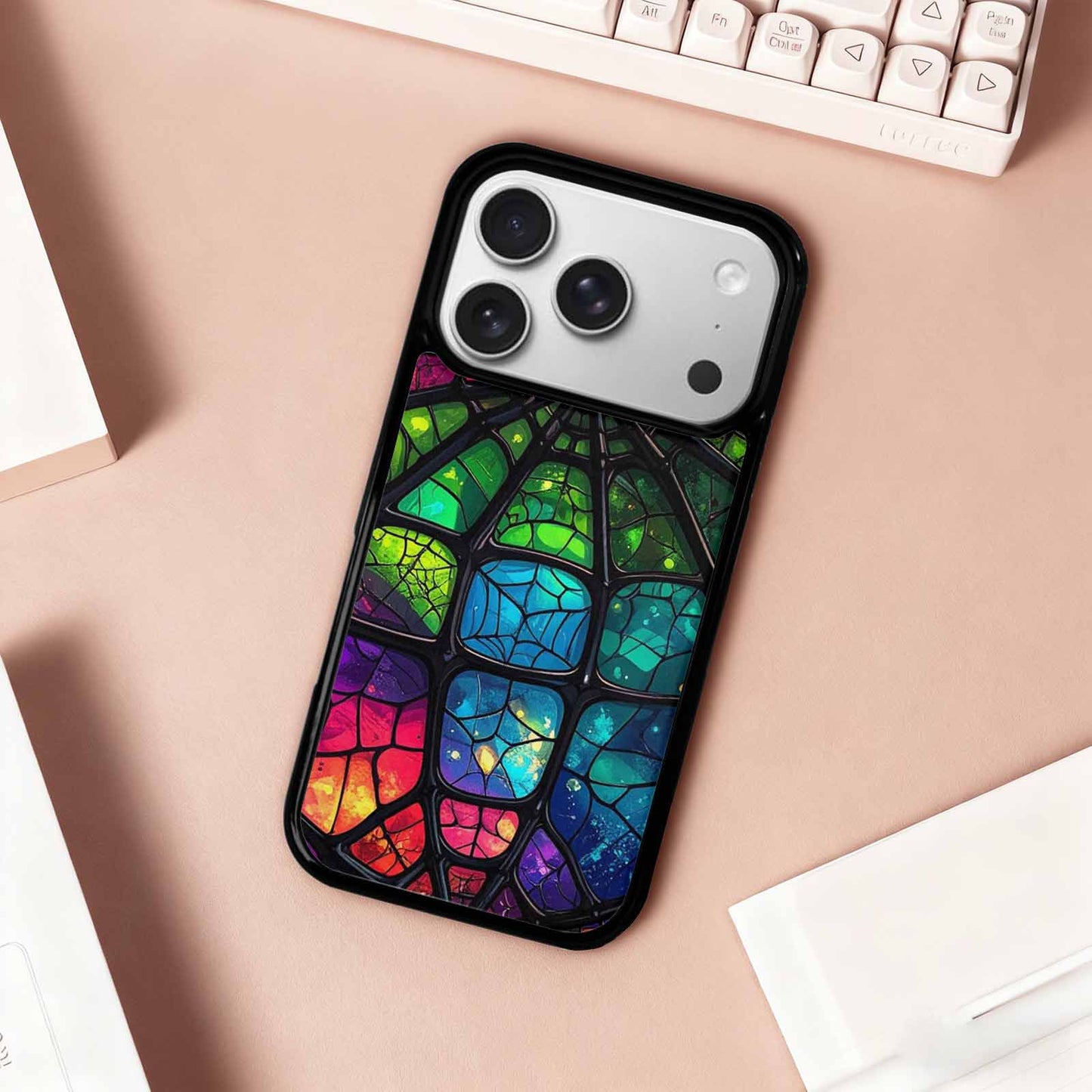 iPhone 17 Pro Case — Neon Camo Spider Web Camo, Original Design Phone Case