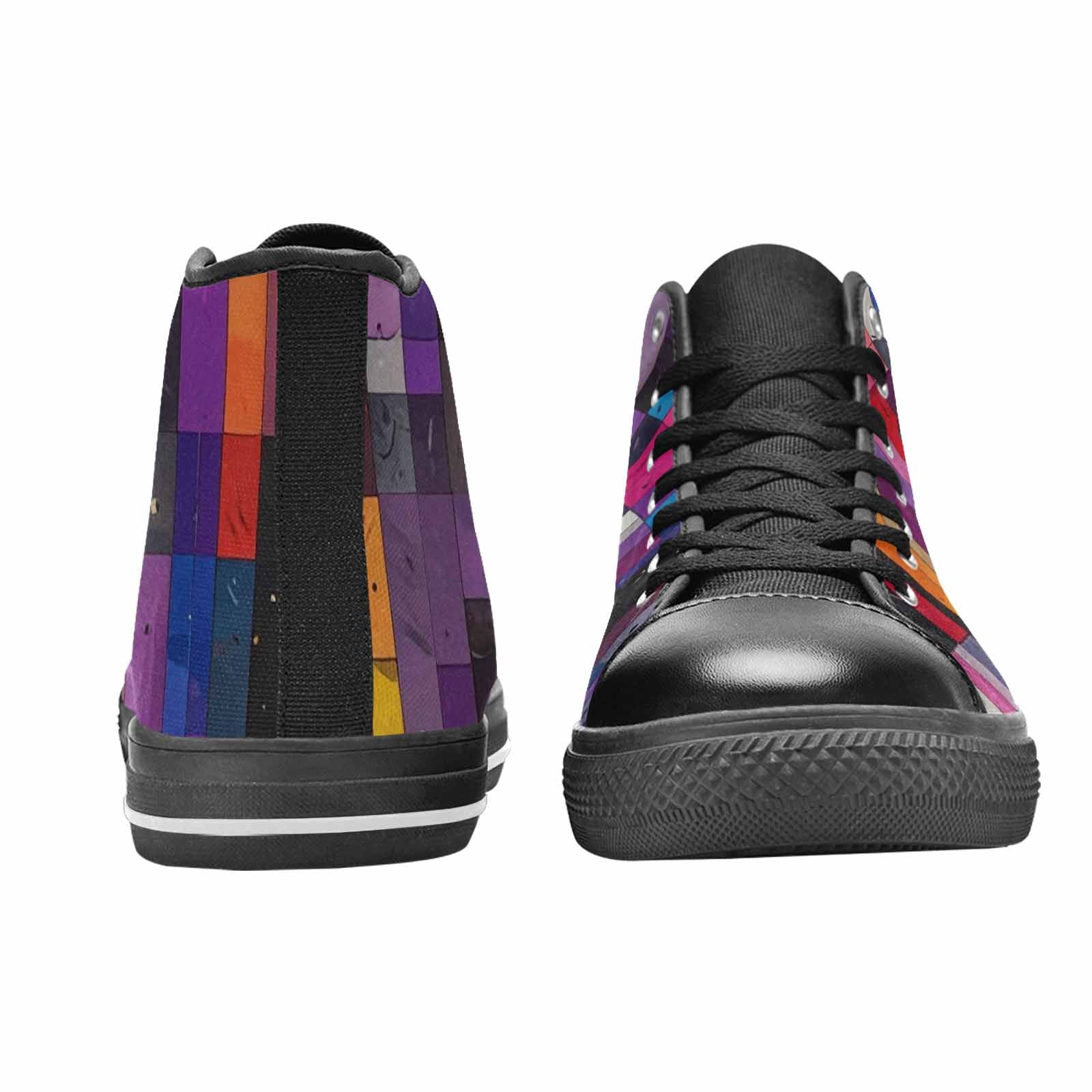 MEN'S Asexual Flag Color High Top Canvas Grunge Custom Shoes