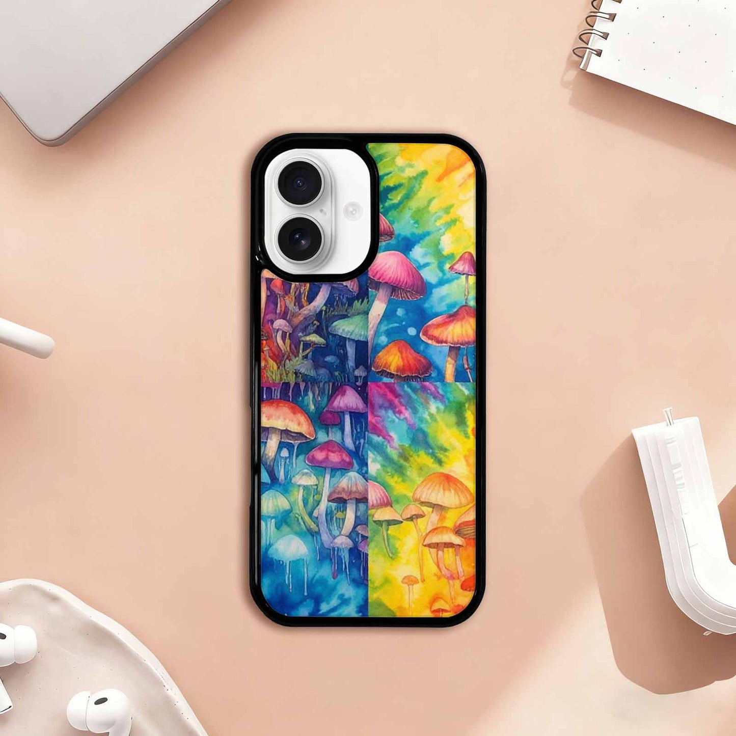 iPhone 17 Case — Mushrooms Tie Dyemushrooms Pat Tie Dye, Custom Print Case Cover